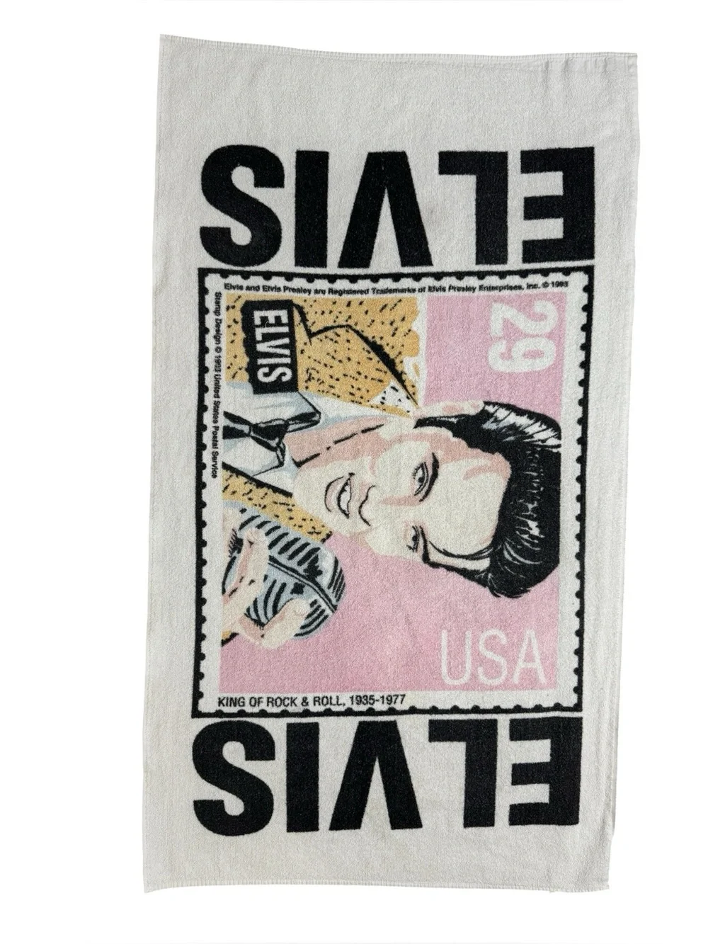 Vtg Elvis Presley Stamp Beach Towel